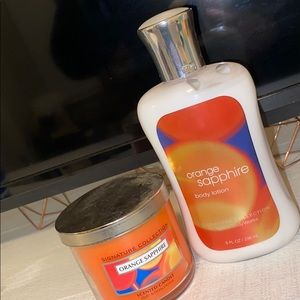 Orange sapphire lotion and candle